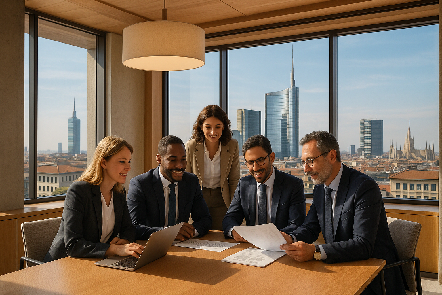 immagine che rappresenti un'azienda con un team nel proprio ufficio situato a milano